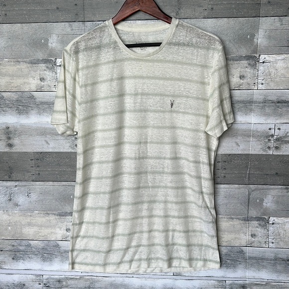 All Saints Shirts All Saints Striped Linen Tshirt Whitemint Mens Medium Poshmark